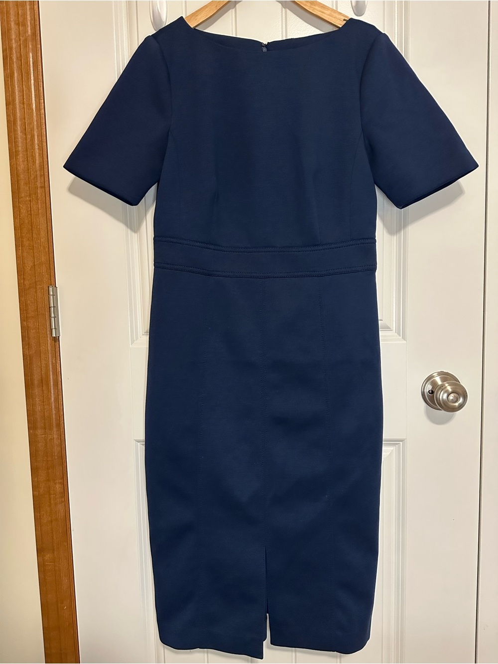 Ann Taylor Navy Short-Sleeve Sheath Dress